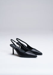 PRISCILLA - BLACK SLINGBACK IN CALFSKIN LEATHER