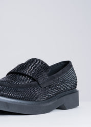 MILOS - BLACK LOAFER WITH CRYSTALS