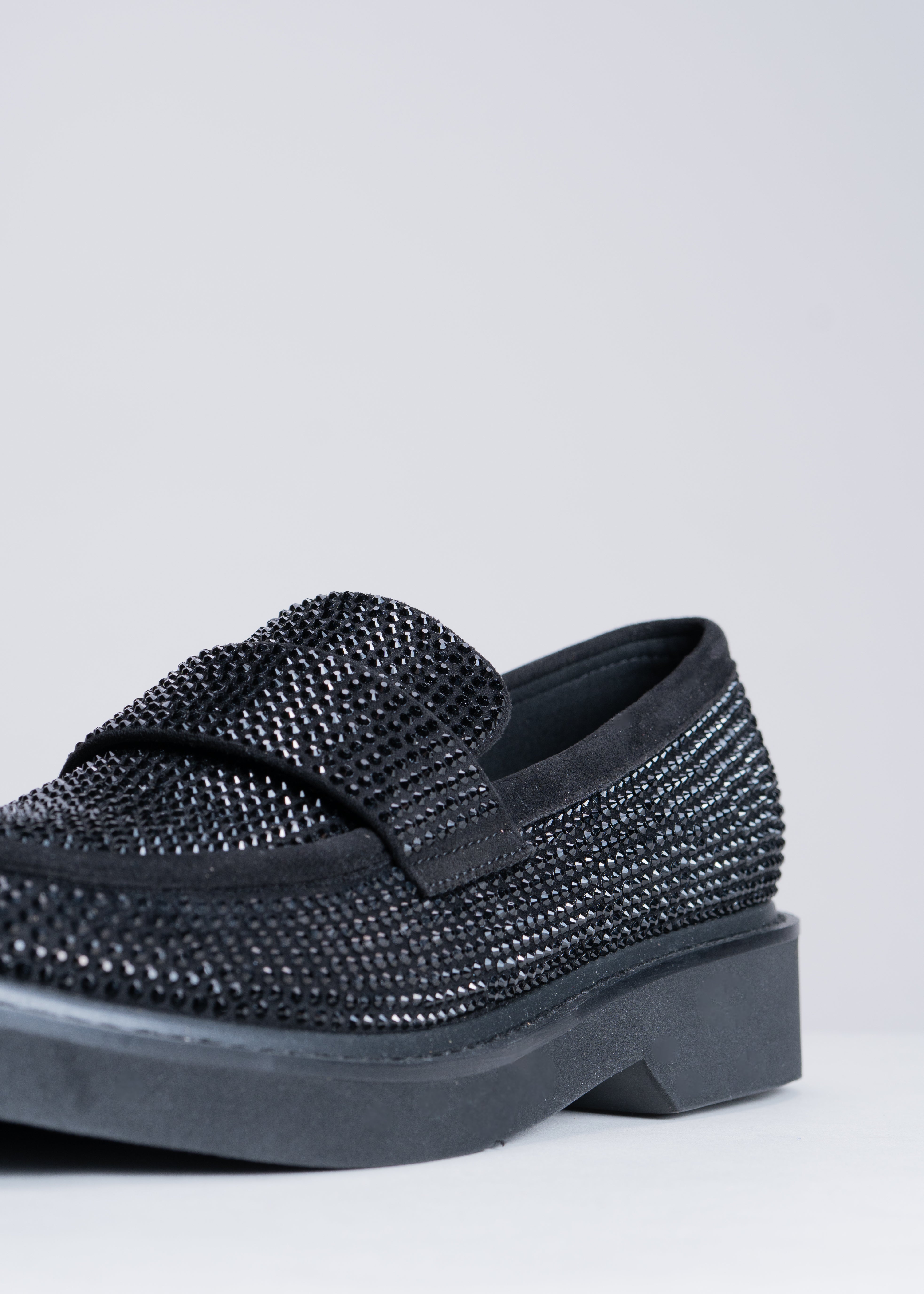 MILOS - BLACK LOAFER WITH CRYSTALS