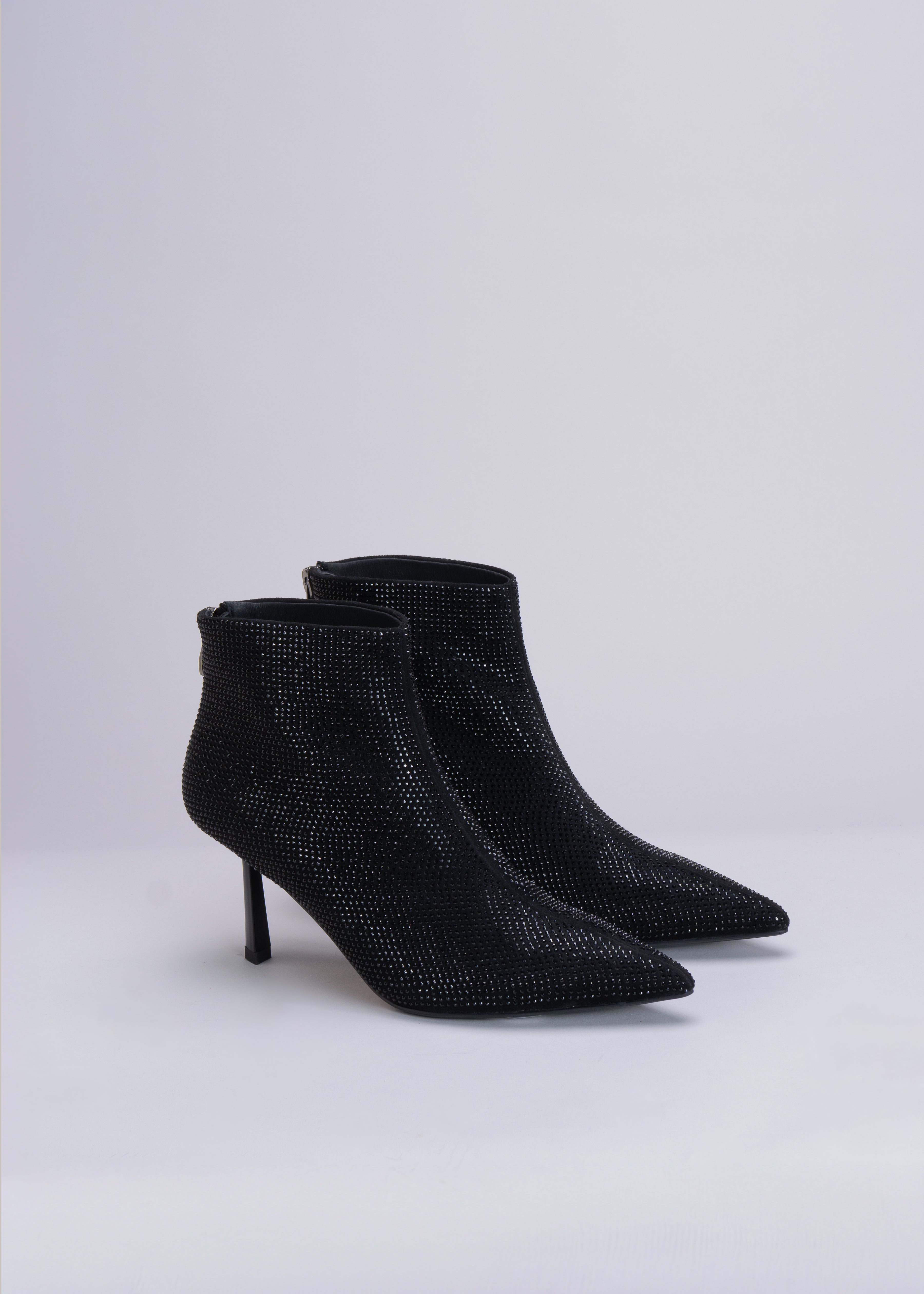 PAOLA - BLACK ANKLE BOOT WITH CRYSTALS