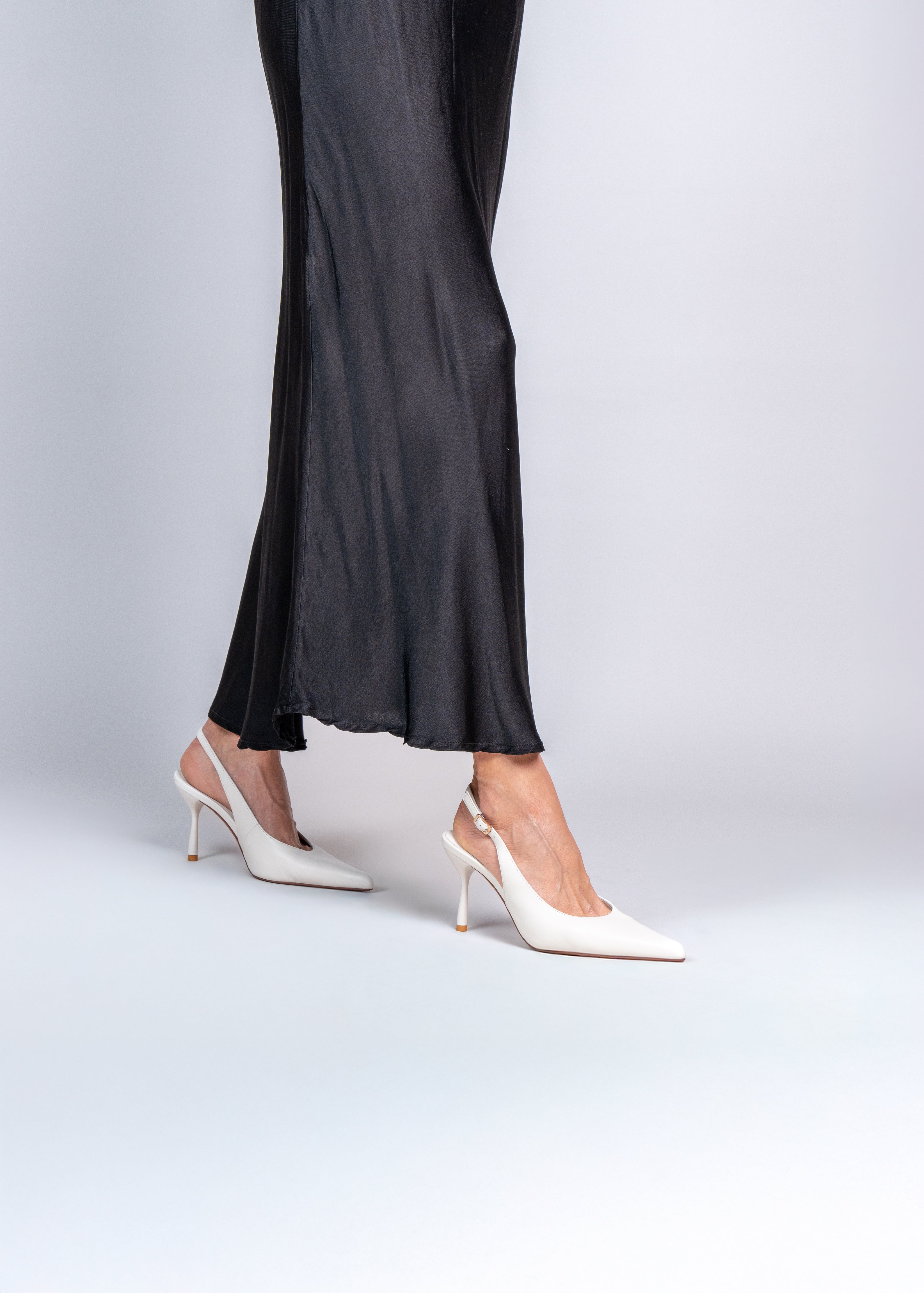 RAYA - WHITE NAPPA LEATHER SLINGBACK