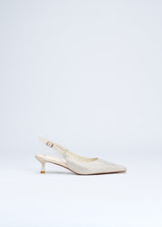 REA- SLINGBACK IN OPTIC WHITE MICROFIBER WITH CRYSTALS