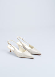 REA- SLINGBACK IN OPTIC WHITE MICROFIBER WITH CRYSTALS