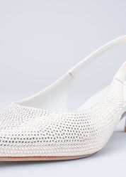 REA- SLINGBACK IN OPTIC WHITE MICROFIBER WITH CRYSTALS