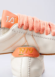 RIANNA - SNEAKER IN WHITE NAPPA WITH CORAL CONTRASTS