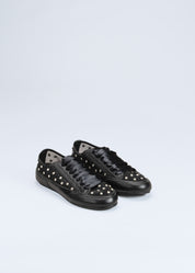 ROMY - BLACK SNEAKER IN TULLE AND NAPPA WITH RHINESTONES