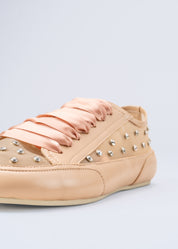 ROMY - NUDE SNEAKER IN TULLE AND NAPPA WITH RHINESTONES